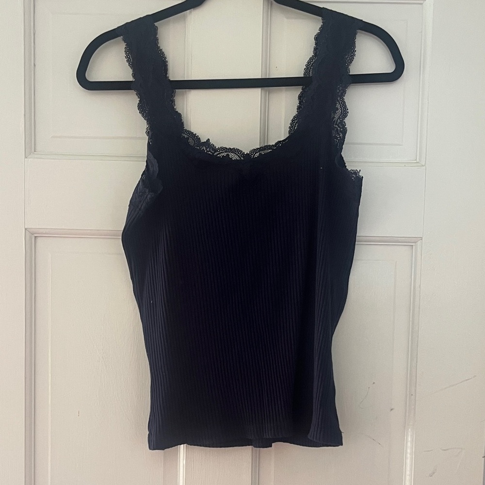 J. Crew Black Lace Strap Tank